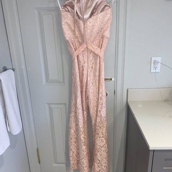 TBDress Halter Sashes Lace Bridesmaid Jumpsuit - Picture 12 of 16